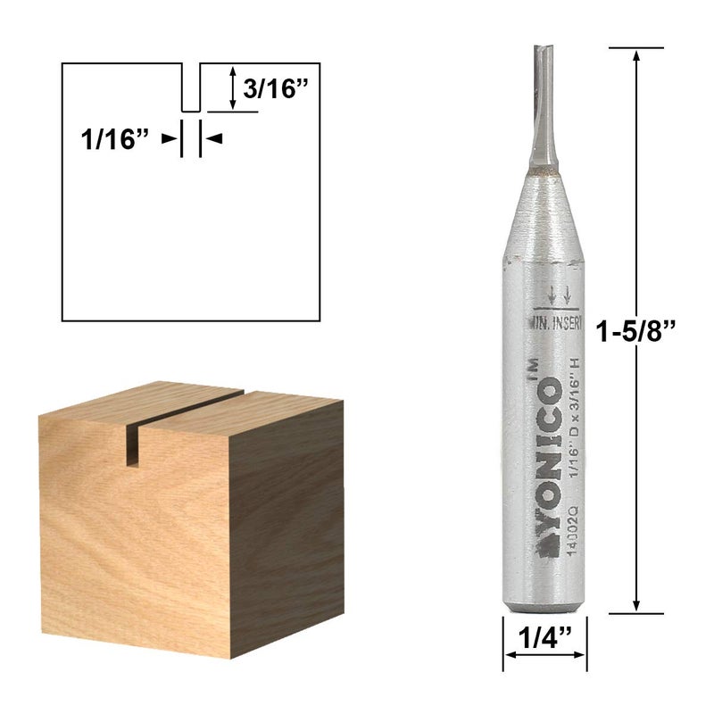YONICO Router Bits Straight Bit Solid Carbide Insert 1/16-Inch Diameter 1/4-Inch Shank 14002q - Image 2